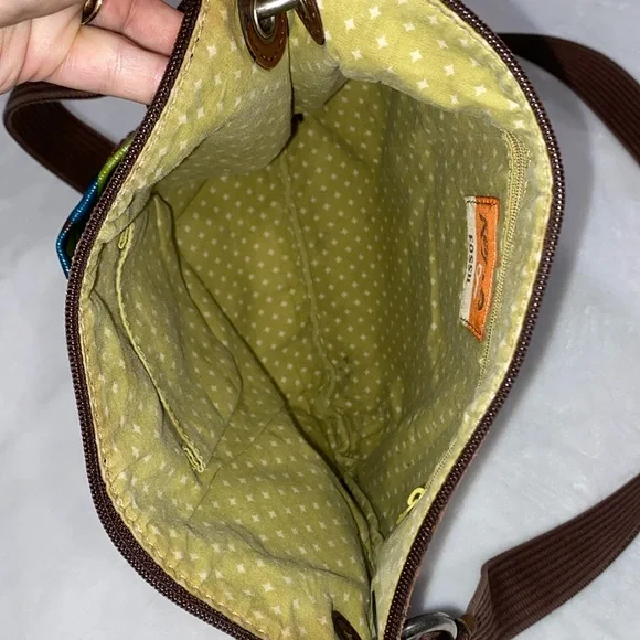 Fossil key boho floral print coated canvas crossbody bag - Picture 4 of 8